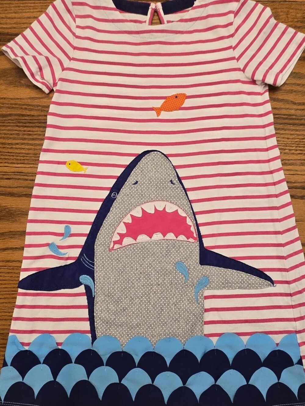 Mini Boden Shark Fish Dress - Girls 6-7 - Cute Striped Summer Dress